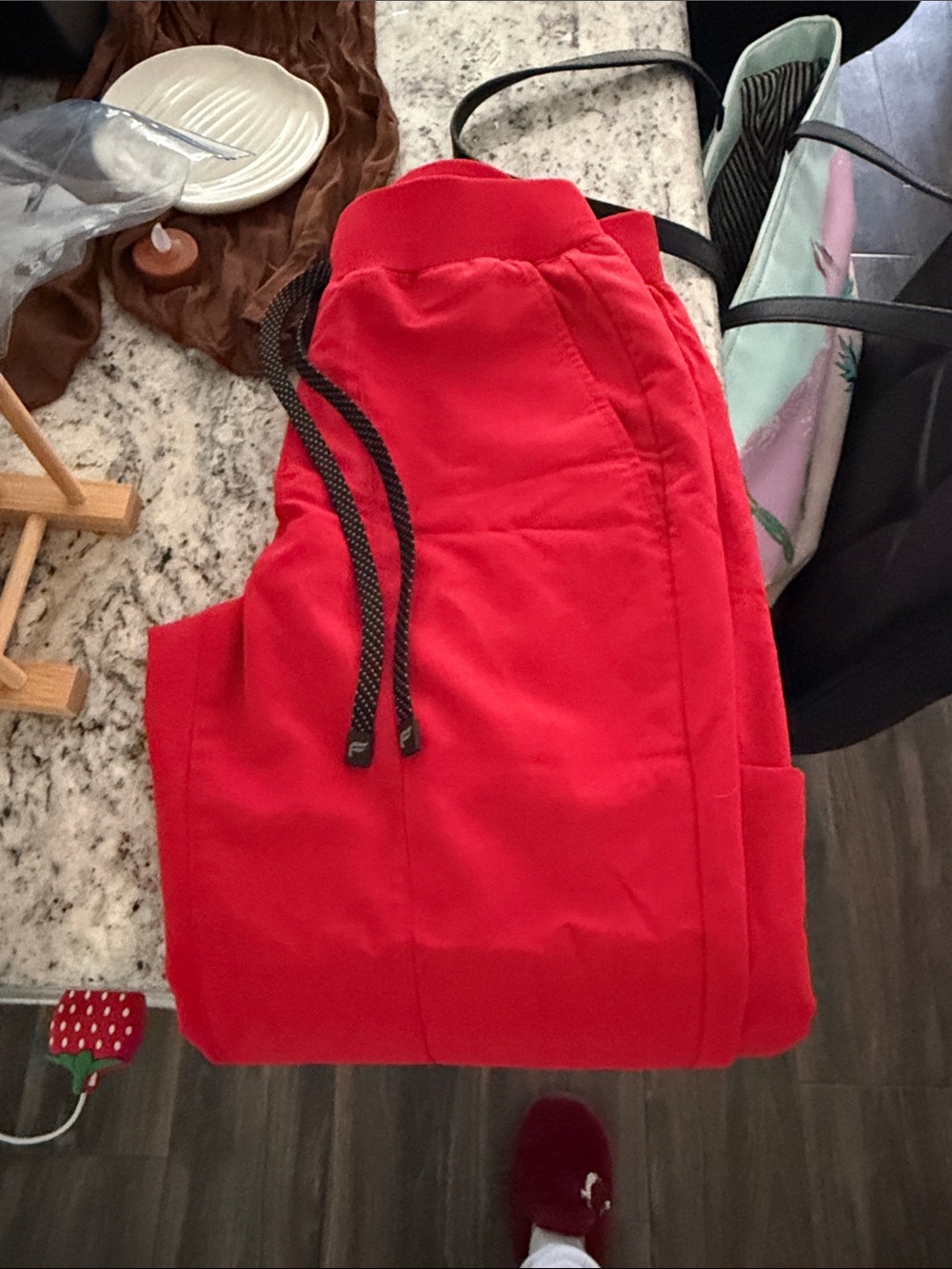 Fabletics Bright Red Drawstring Jogger Pants - Picture 4 of 4